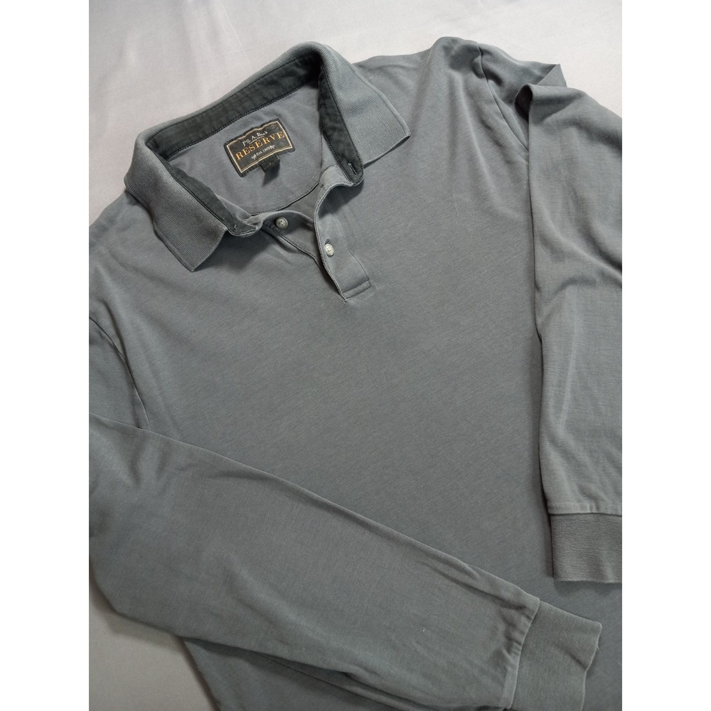 Jos A Bank Reserve Mens Cotton Gray Long Sleeve Cotton Polo Shirt Charcoal L‎